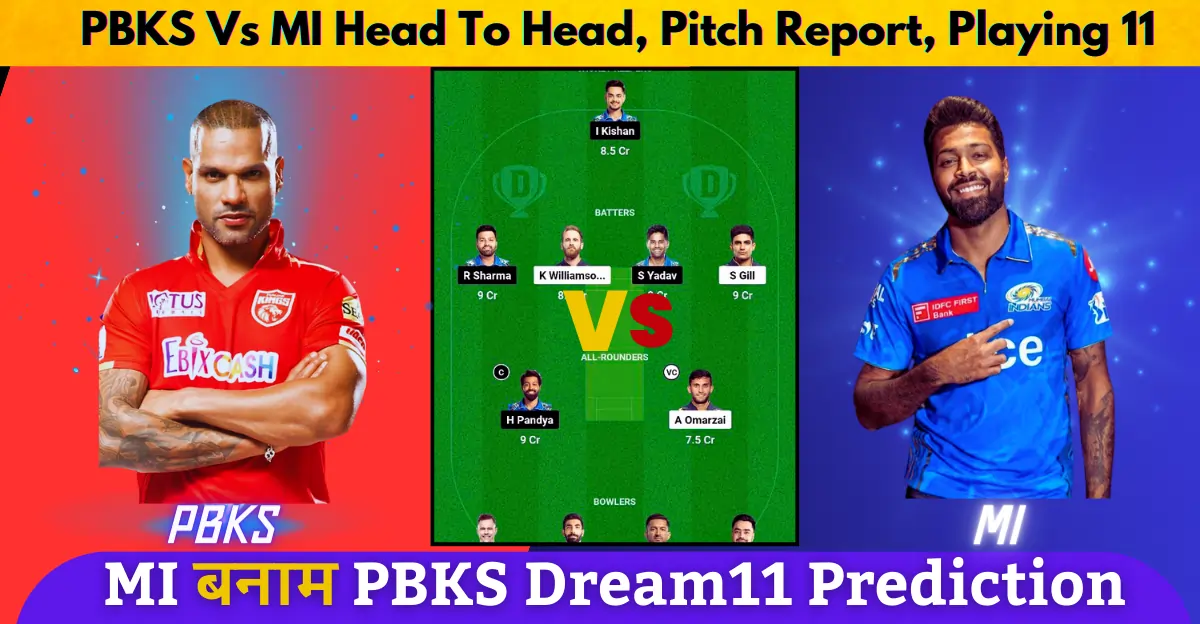 PBKS vs MI 2024 IPL Match Today Playing XI prediction head to head stats key players pitch report and weather update