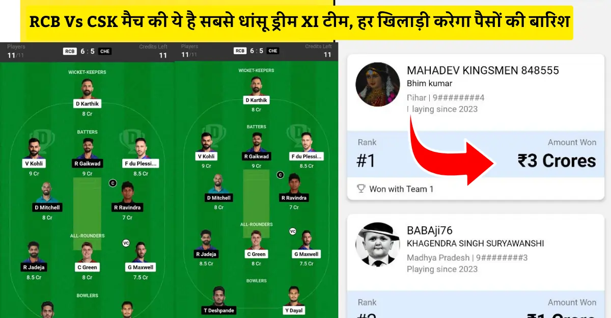 csk vs rcb 2024 IPL Match Today Playing XI prediction head to head stats key players pitch report and weather update